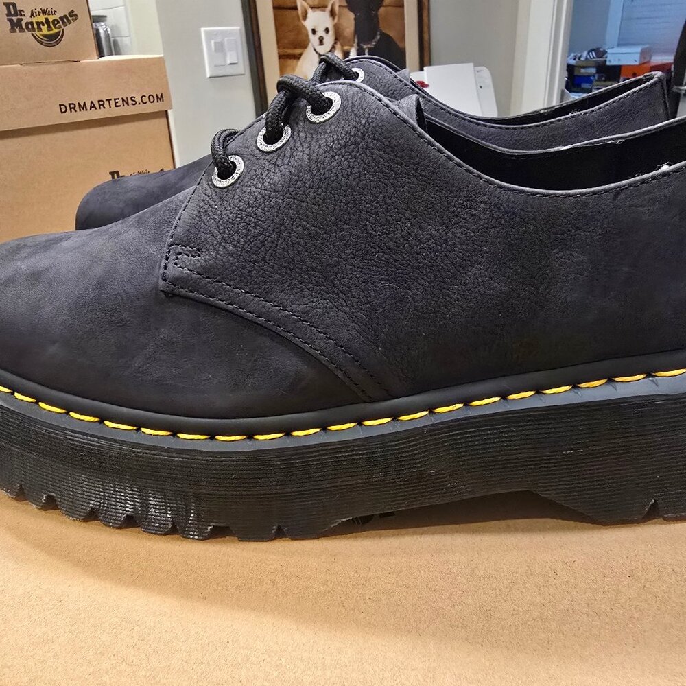 Dr. Martens 1461 Quad II Grey Tumbled Nubuck Platform Derby Shoes US MENS 10 NEW